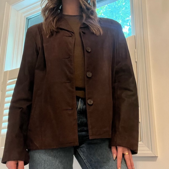 Vintage 90s Brown Leather Jacket Size L - Picture 13 of 13